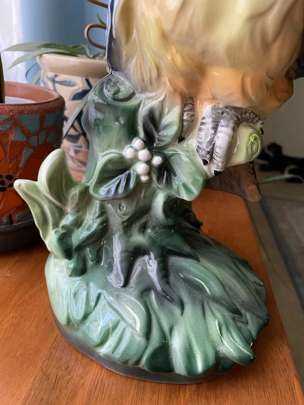 Vintage Italian Ceramic Porcelain Majolica? Parrot Bird Statue Figure 12